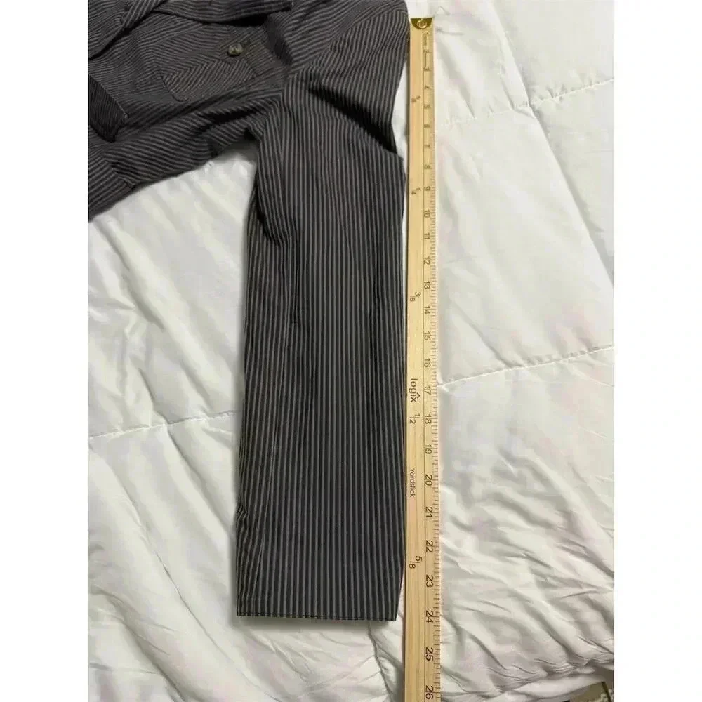 Apostrophe Women's Striped Jacket Size 12 Navy Button-Up Belted Waist - Picture 10 of 10